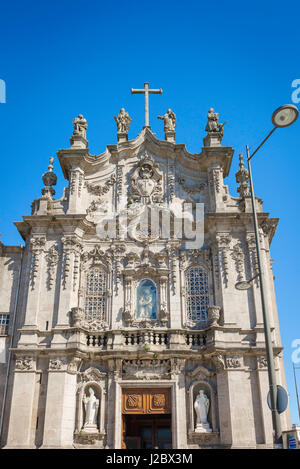 Porto Portugal church, view of the elaborate facade of the Igreja do Carmo, a landmark Baroque church in the centre of Porto, Portugal. Stock Photo