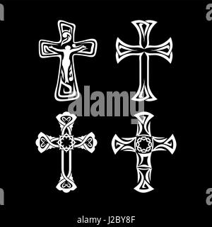 Set of crosses. Christian symbols. Religious signs. Stock Vector