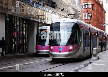 new tram system in Birmingham city centre Stock Photo