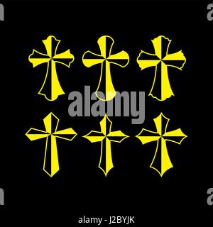 Set of crosses. Christian symbols. Religious signs. Stock Vector