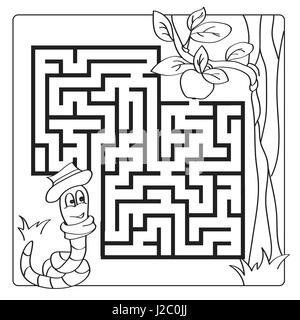 Labyrinth, maze for kids. Entry and exit. Children puzzle game - coloring book Stock Vector