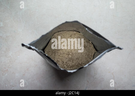 Whey Protein Powder in Bag Overhead View Stock Photo