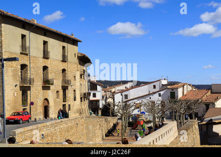 Pl. de Colon in the walled city of Morella in the Province of Castellon Spain Stock Photo
