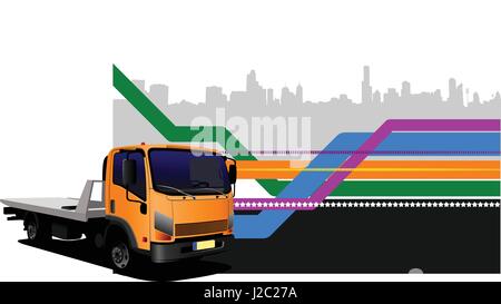 Abstract hi-tech background with yellow car image. Vector illustration Stock Vector