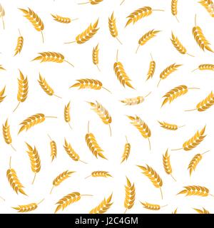 Seamless Wheat Pattern. Set of Ears Isolated Stock Vector