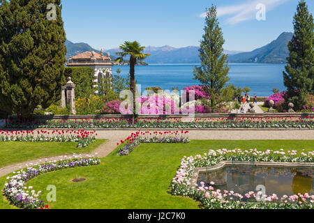 Isola Bella gardens at Isola Bella, Lake Maggiore, Italy in April Stock Photo