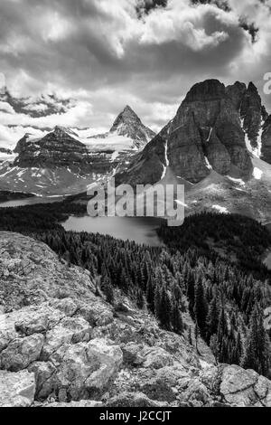 Mt. Assiniboine and Lake Magog from the Nublet Stock Photo