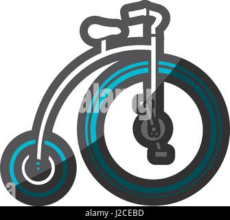 color silhouette with penny farthing with blue wheels Stock Vector