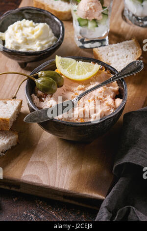 Salmon pate with red caviar Stock Photo