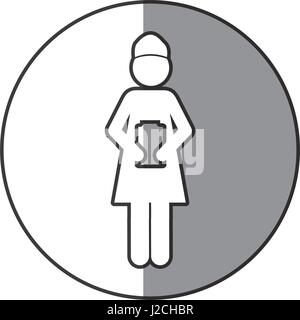 circular frame shading with silhouette of woman nurse icon Stock Vector