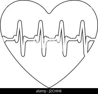 silhouette of heart with signs of life Stock Vector