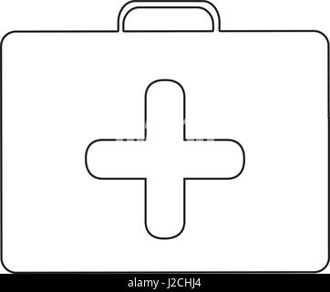 silhouette with first aid kit with cross shape inside Stock Vector