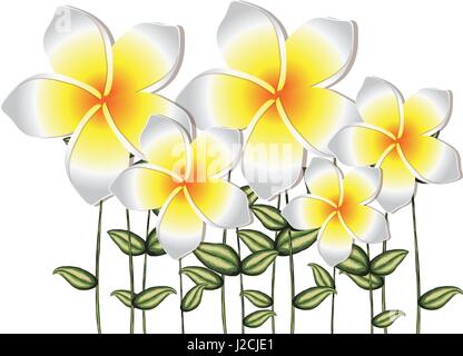 watercolor silhouette set of white malva flowers with stem and leaves Stock Vector