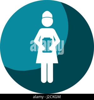 color circular frame shading with pictogram of woman nurse icon Stock Vector