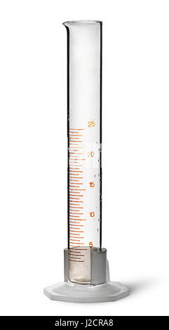 Empty chemical 25 ml measuring cylinder isolated on white background, studio shot Stock Photo