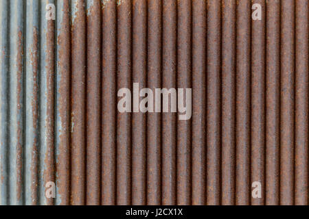 Old rusty texture of corrugated metal. Rusted galvanized iron plate Stock Photo