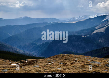 Landscape with Parang mountains in Romanian Carpathians Stock Photo