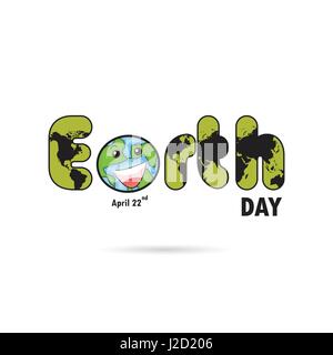 Green Earth Day Typographical Design Elements. Happy Earth Day lettering icon.Happy Earth Day logotype symbol.Design for greeting Card,Poster,Flyer,Co Stock Vector