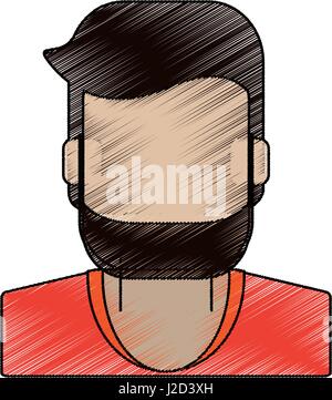 color pencil faceless half body man with beard Stock Vector