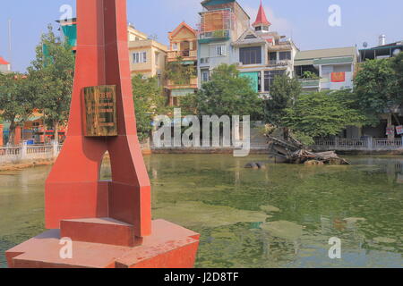 B52 lake in Hanoi Vietnam. B52 lake is famous for twisted wreckage of a US B-52 bomber from Vietnam war. Stock Photo