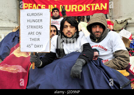 Kurdish hunger strikers outside St Martin- in- the-Fields. London, UK. Stock Photo