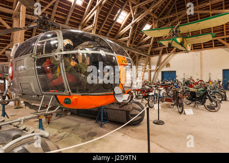 Denmark, Funen, Egeskov, exhibit of classic cars and aircraft, Danish helicopter Stock Photo