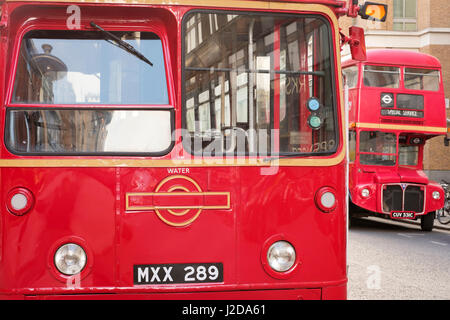 Vintage Red London Routemaster Buses,London,UK Stock Photo