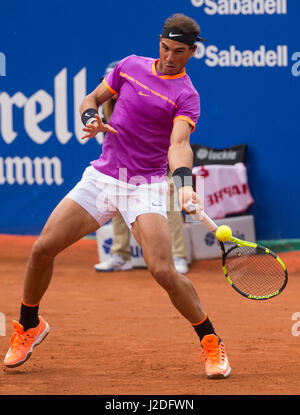 Barcelona, Spain. 27th April, 2017. Spanish tennis player Rafael Nadal during a third round game against Kevin Anderson at 'Barcelona Open Banc Sabadell - 65º Trofeo Conde de Godó'. Credit: David Grau/Alamy Live News. Stock Photo