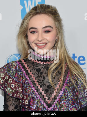 Inglewood, California, USA. 27th Apr, 2017. Sabrina Carpenter arrives for the WE Day California Celebration at The Forum. Credit: Lisa O'Connor/ZUMA Wire/Alamy Live News Stock Photo