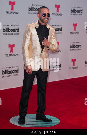 Coral Gables, Florida, USA. 27th April, 2017.  Yandel attends the Billboard Latin Music Awards at Watsco Center in Coral Gables, Florida on April 15, 2017. Credit: Aaron Gilbert/MediaPunch/Alamy Live News Stock Photo