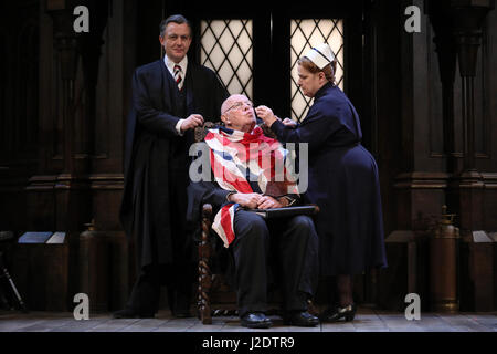 The cast perform in Alan Bennett's play 'Forty Years On' at the Chichetser Festival Theatre in Chichetser, West Sussex, UK Tuesday 25, 2017.    Photog Stock Photo