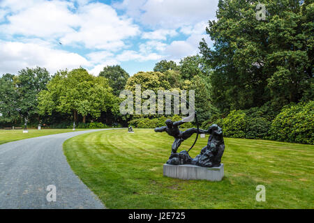 ANTWERP, BELGIUM - JULY 5, 2016 : Art sculptures and park in Middelheim Park. Middelheim Open Air Sculpture Museum is popular place where modern and c Stock Photo