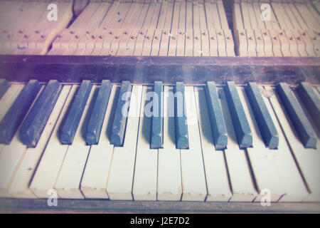 Keys from an old broken and damaged piano Stock Photo