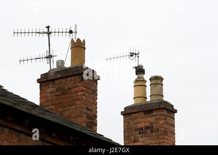 Chimney pots and television aerials, UK Stock Photo