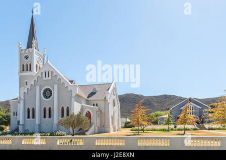 BARRYDALE, SOUTH AFRICA - MARCH 25, 2017: The historic Dutch Reformed Church and hall in Barrydale, a small town on the scenic Route 62 in the Western Stock Photo