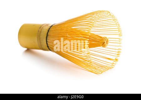 Bamboo whisk for matcha tea isolated on white background. Stock Photo