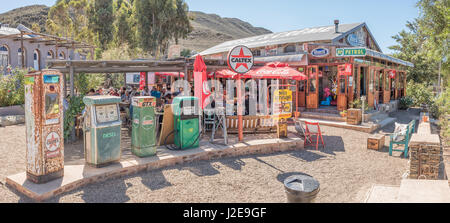 BARRYDALE, SOUTH AFRICA - MARCH 25, 2017: Historic fuel dispensers at the Diesel and Creme restaurant in Barrydale, a small town on the scenic Route 6 Stock Photo