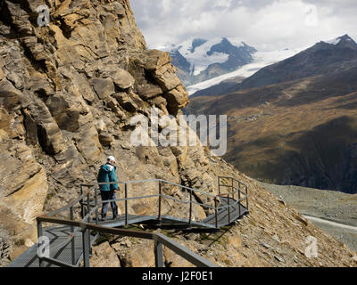 Switzerland, Zermatt, hiking to Hornli Hut from Schwarzsee (MR) Stock Photo