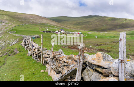 Foula part of the Shetland Islands, it is one of the most remote permanently inhabited islands in the UK. Hametown settlement. (Large format sizes available) Stock Photo