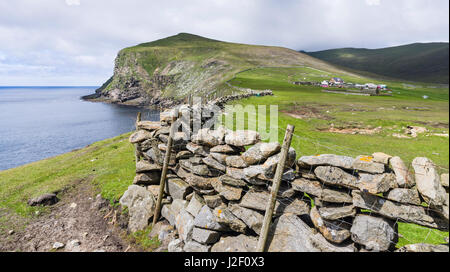 Foula part of the Shetland Islands, it is one of the most remote permanently inhabited islands in the UK. Hametown settlement. (Large format sizes available) Stock Photo