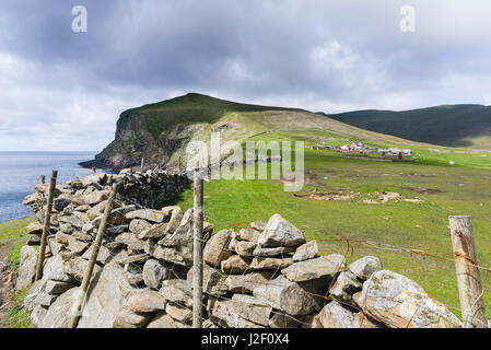 Foula part of the Shetland Islands, it is one of the most remote permanently inhabited islands in the UK. Hametown settlement. (Large format sizes available) Stock Photo