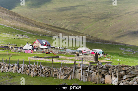 Foula part of the Shetland Islands, it is one of the most remote permanently inhabited islands in the UK. Hametown settlement. (Large format sizes available) Stock Photo