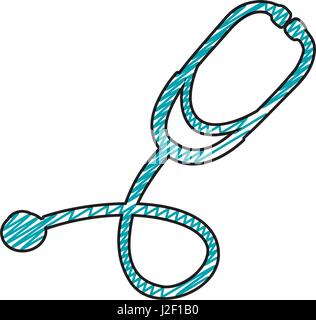 color pencil drawing of stethoscope icon Stock Vector