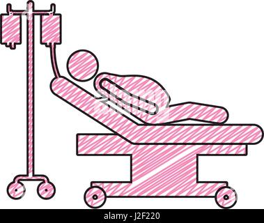 color pencil drawing of pregnant woman in stretcher clinical Stock Vector