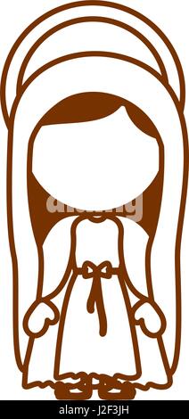 brown silhouette of faceless image of saint virgin mary Stock Vector
