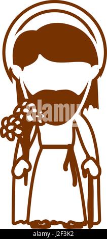 brown silhouette of faceless image of saint joseph father Stock Vector