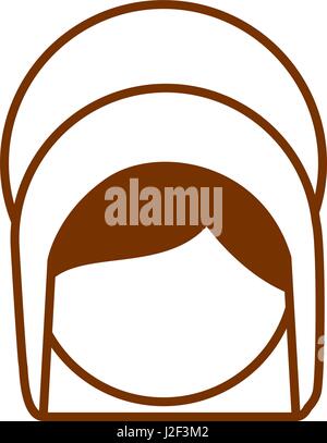 brown silhouette of faceless head of saint virgin mary Stock Vector