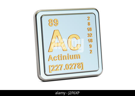 Actinium Ac, chemical element sign. 3D rendering isolated on white background Stock Photo