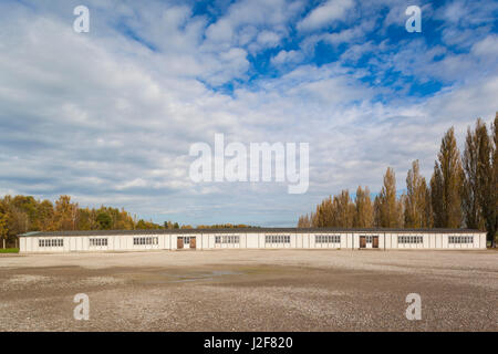 Germany, Bavaria, Munich-Dachau, WW2-era Nazi concentration camp, barracks building, exterior Stock Photo