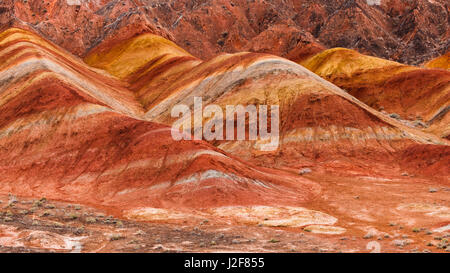 Landscape with eroded hills in the vicinity of Zhangye Stock Photo